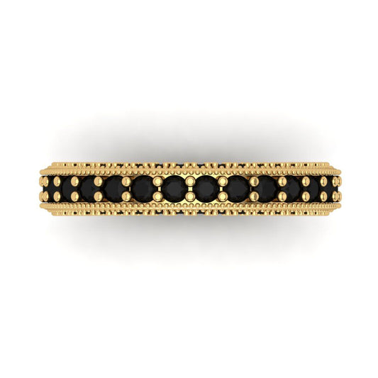 1.44 cttw Natural Onyx Round Cut Yellow Gold Eternity Wedding Band