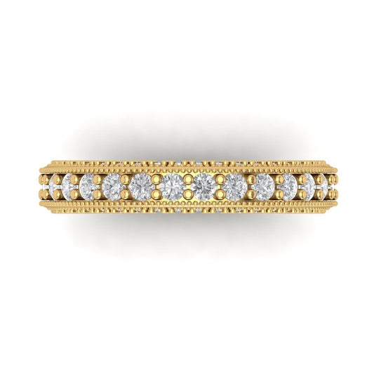 1.44 cttw Moissanite Round Cut Yellow Gold Eternity Wedding Band