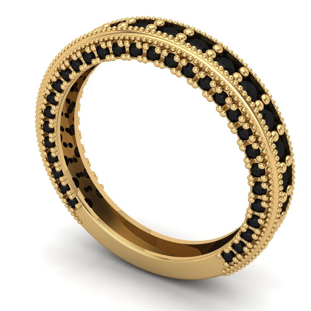 1.44 cttw Natural Onyx Round Cut Yellow Gold Eternity Wedding Band
