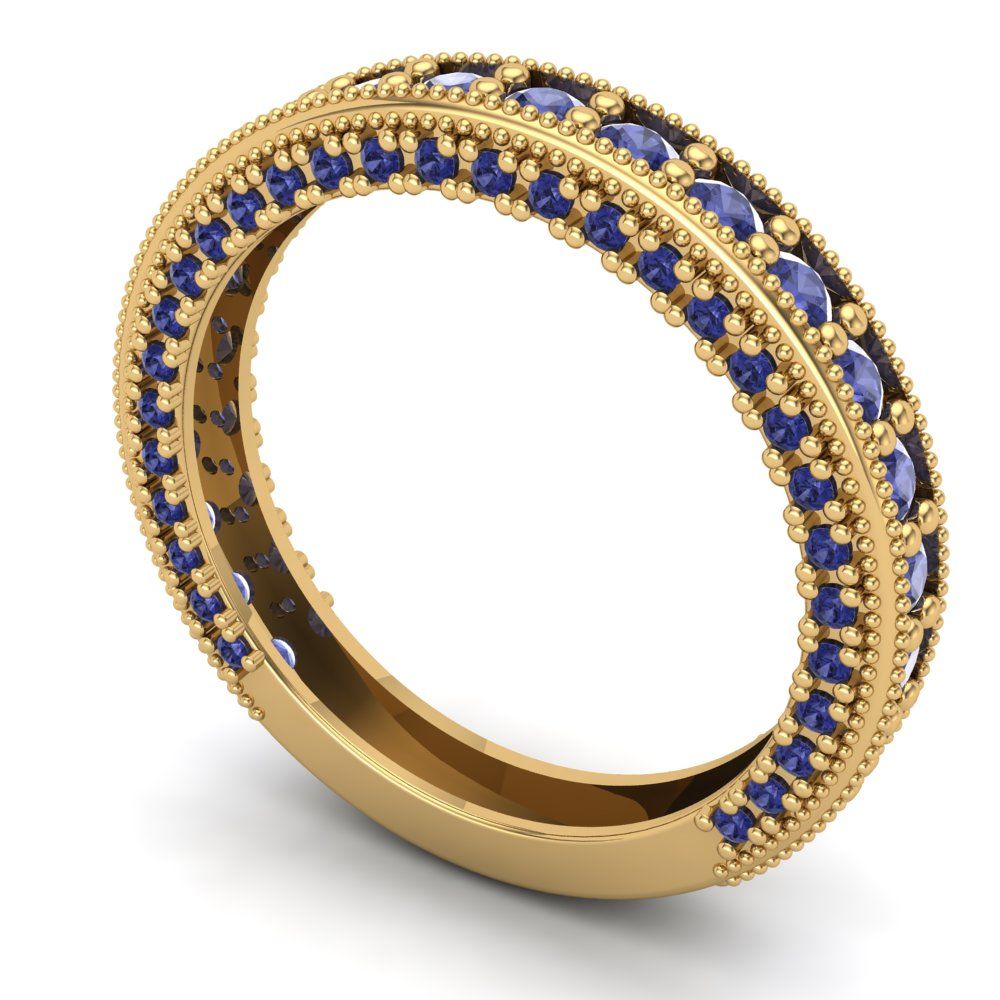1.44 cttw Simulated Tanzanite Round Cut Yellow Gold Eternity Wedding Band