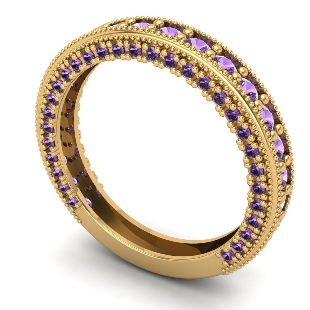 1.44 cttw Simulated Alexandrite Round Cut Yellow Gold Eternity Wedding Band