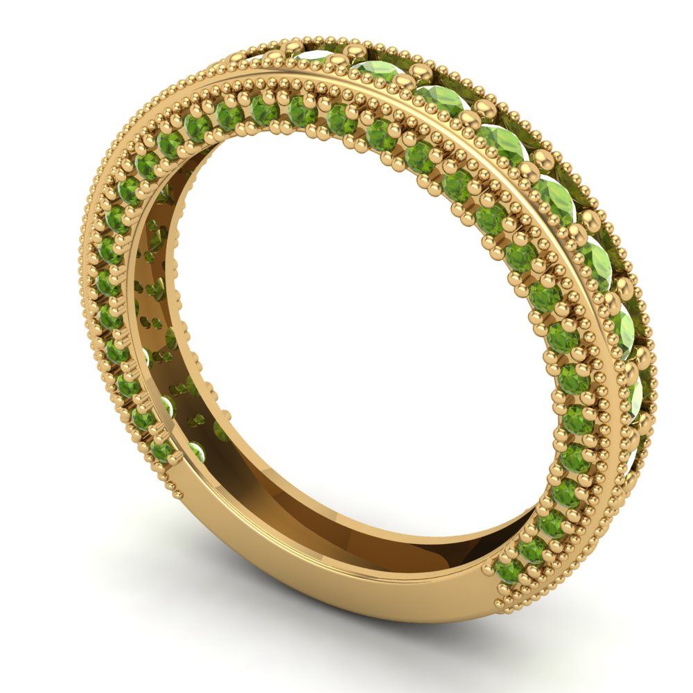 1.44 cttw Natural Peridot Round Cut Yellow Gold Eternity Wedding Band