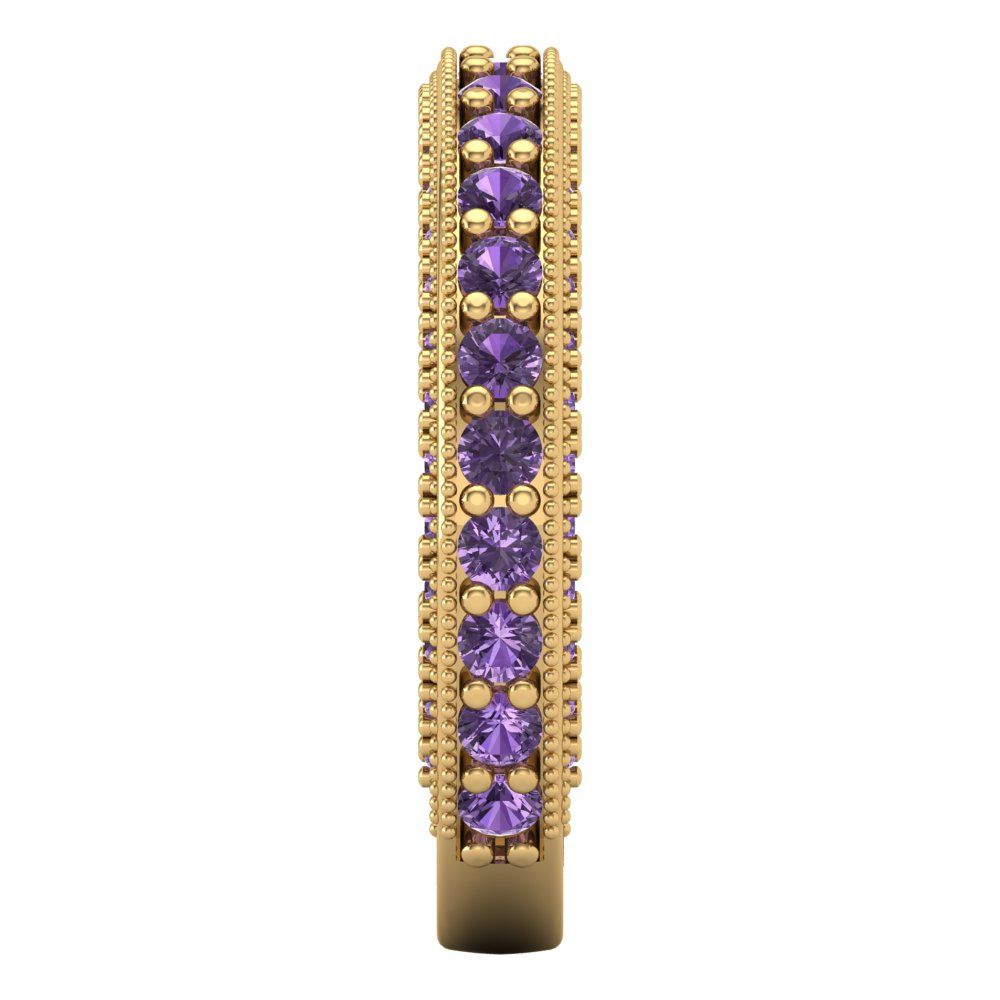 1.44 cttw Simulated Alexandrite Round Cut Yellow Gold Eternity Wedding Band