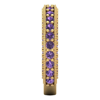 1.44 cttw Simulated Alexandrite Round Cut Yellow Gold Eternity Wedding Band
