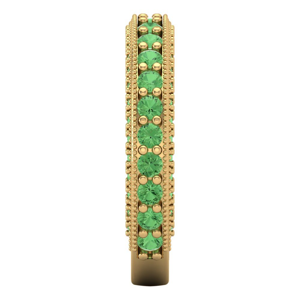 1.44 cttw Simulated Green Diamond Round Cut Yellow Gold Eternity Wedding Band