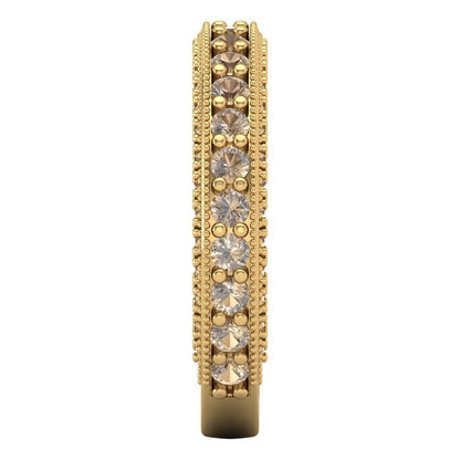 1.44 cttw Yellow Moissanite Round Cut Yellow Gold Eternity Wedding Band