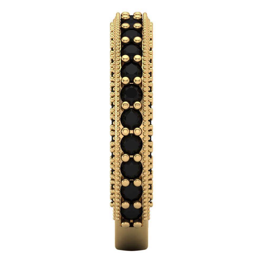 1.44 cttw Natural Onyx Round Cut Yellow Gold Eternity Wedding Band