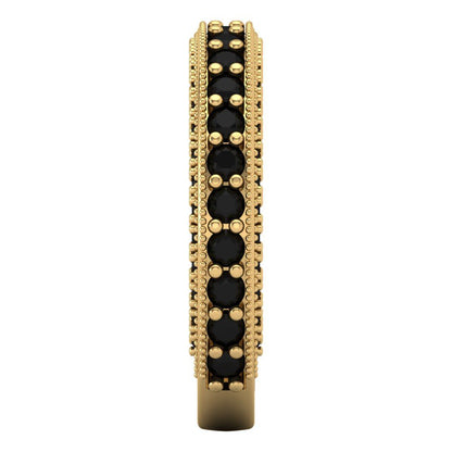 1.44 cttw Natural Onyx Round Cut Yellow Gold Eternity Wedding Band