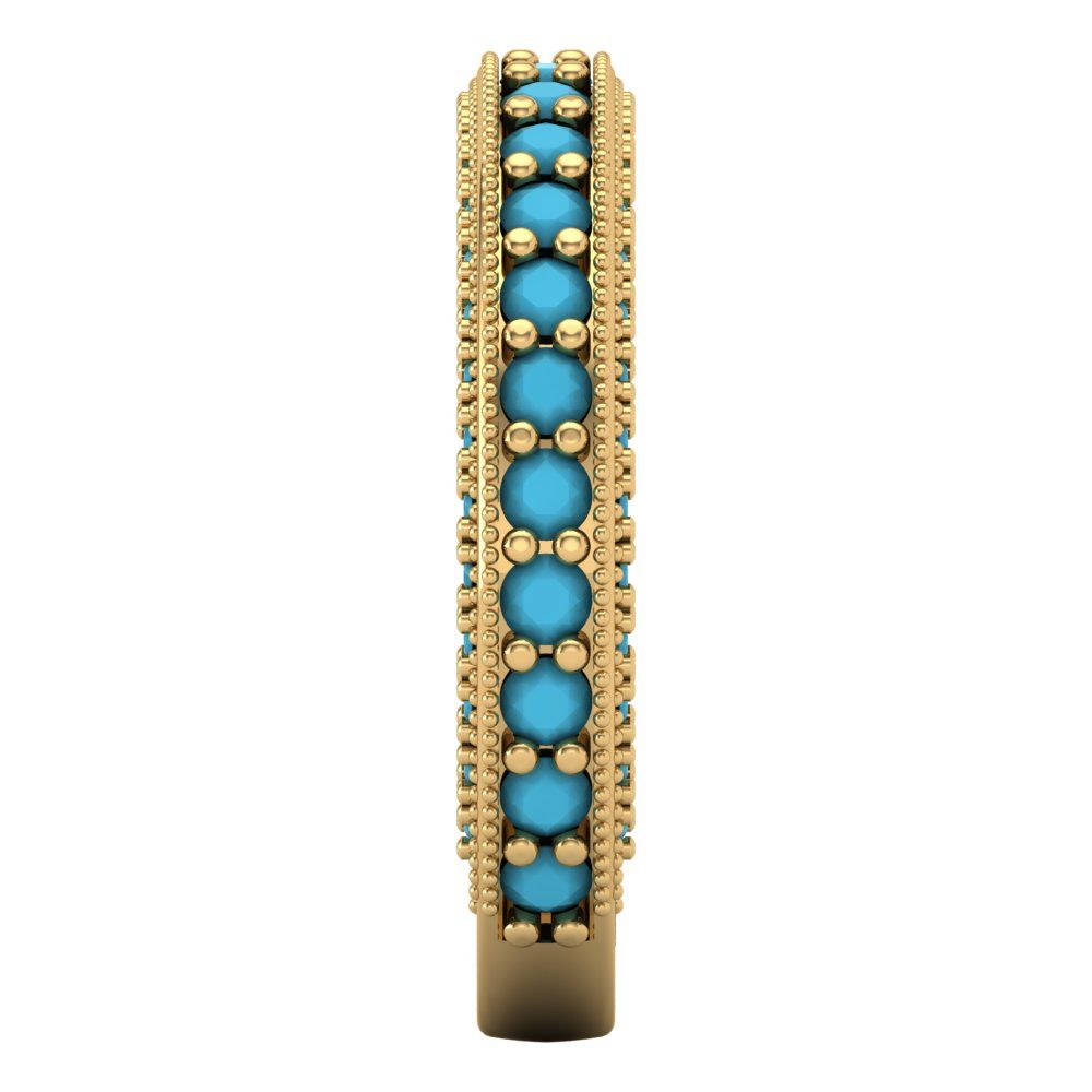 1.44 cttw Simulated Turquoise Round Cut Yellow Gold Eternity Wedding Band