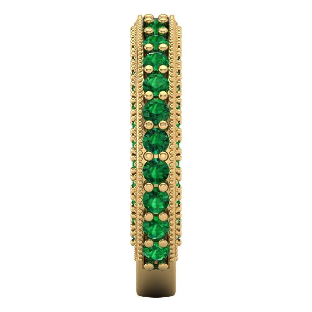 1.44 cttw Simulated Emerald Round Cut Yellow Gold Eternity Wedding Band