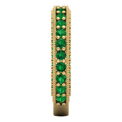 1.44 cttw Simulated Emerald Round Cut Yellow Gold Eternity Wedding Band