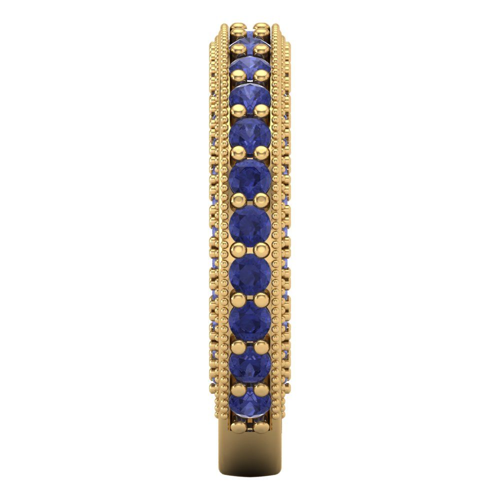 1.44 cttw Simulated Tanzanite Round Cut Yellow Gold Eternity Wedding Band