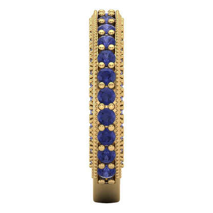 1.44 cttw Simulated Tanzanite Round Cut Yellow Gold Eternity Wedding Band