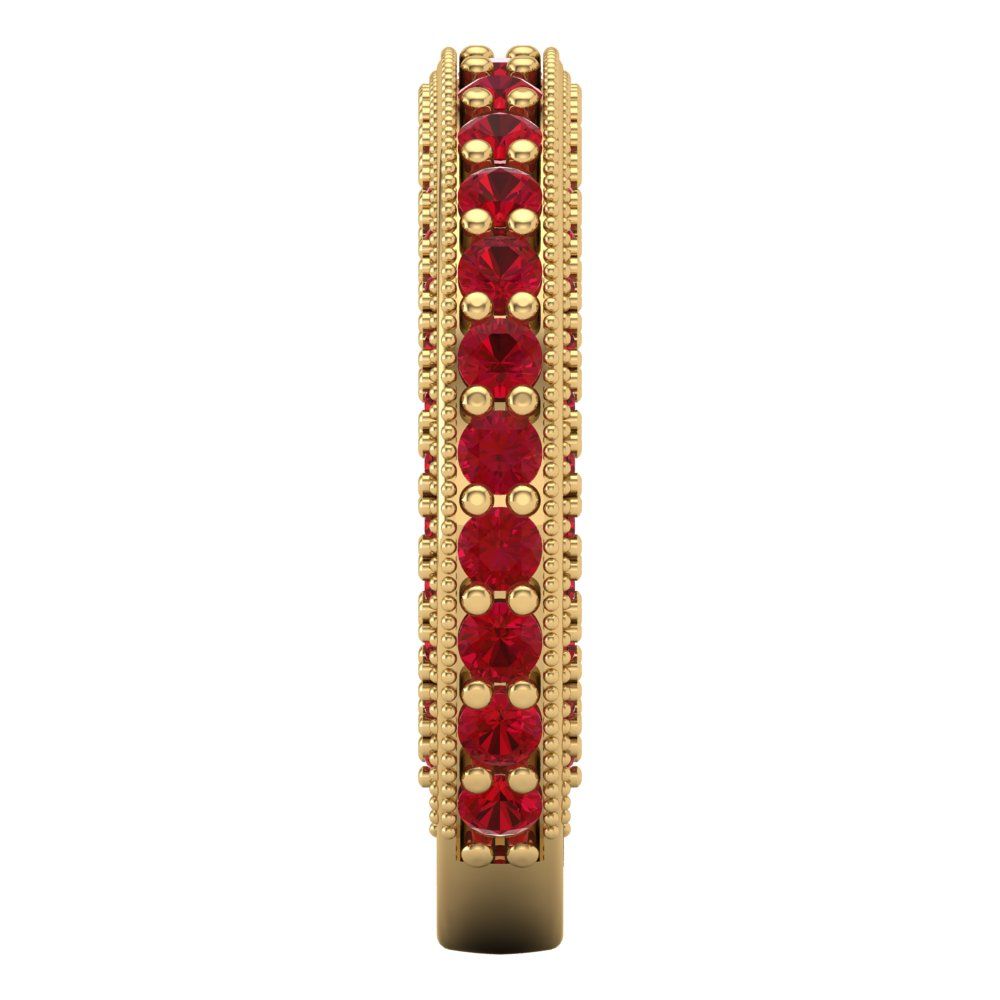 1.44 cttw Simulated Pink Tourmaline Round Cut Yellow Gold Eternity Wedding Band
