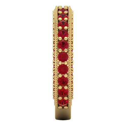 1.44 cttw Simulated Pink Tourmaline Round Cut Yellow Gold Eternity Wedding Band