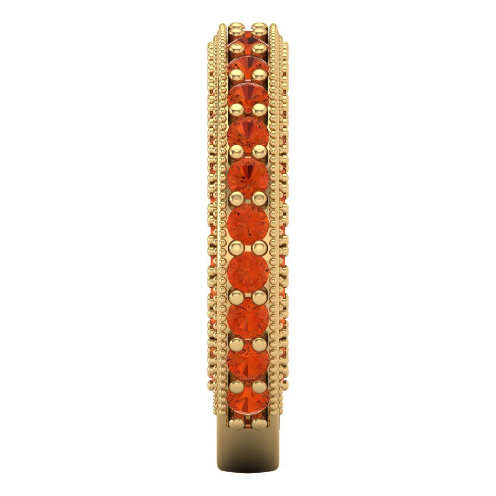 1.44 cttw Simulated Red Diamond Round Cut Yellow Gold Eternity Wedding Band