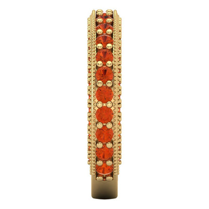 1.44 cttw Simulated Red Diamond Round Cut Yellow Gold Eternity Wedding Band