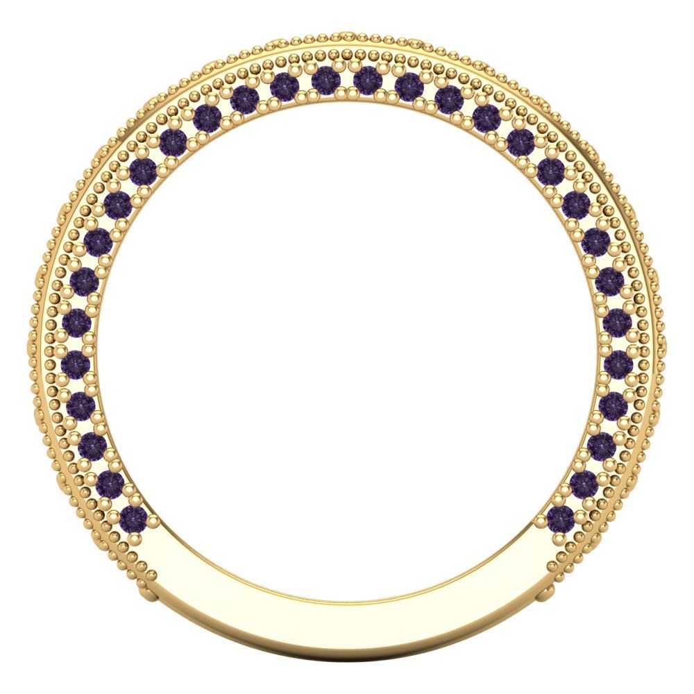 1.44 cttw Simulated Alexandrite Round Cut Yellow Gold Eternity Wedding Band