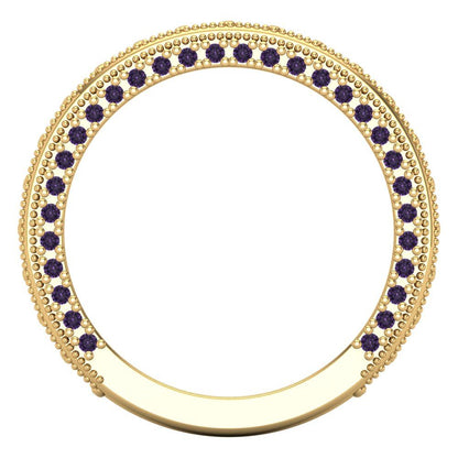 1.44 cttw Simulated Alexandrite Round Cut Yellow Gold Eternity Wedding Band