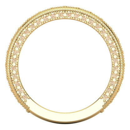 1.44 cttw Natural Morganite Round Cut Yellow Gold Eternity Wedding Band