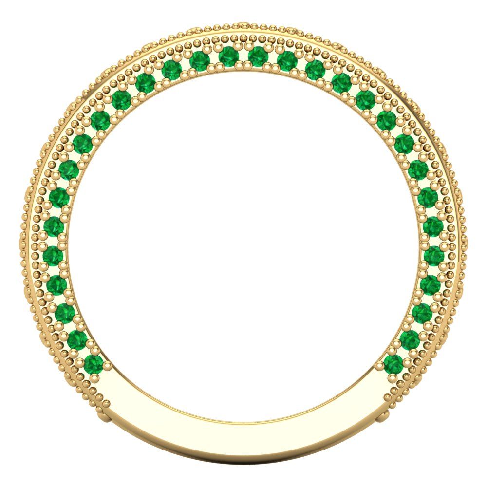 1.44 cttw Simulated Emerald Round Cut Yellow Gold Eternity Wedding Band
