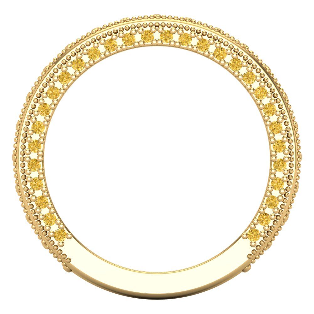 1.44 cttw Natural Citrine Round Cut Yellow Gold Eternity Wedding Band