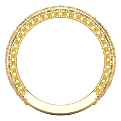 1.44 cttw Natural Citrine Round Cut Yellow Gold Eternity Wedding Band