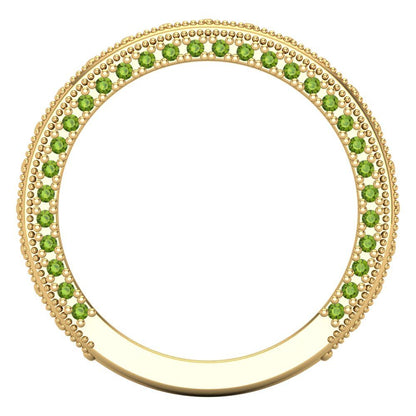 1.44 cttw Natural Peridot Round Cut Yellow Gold Eternity Wedding Band