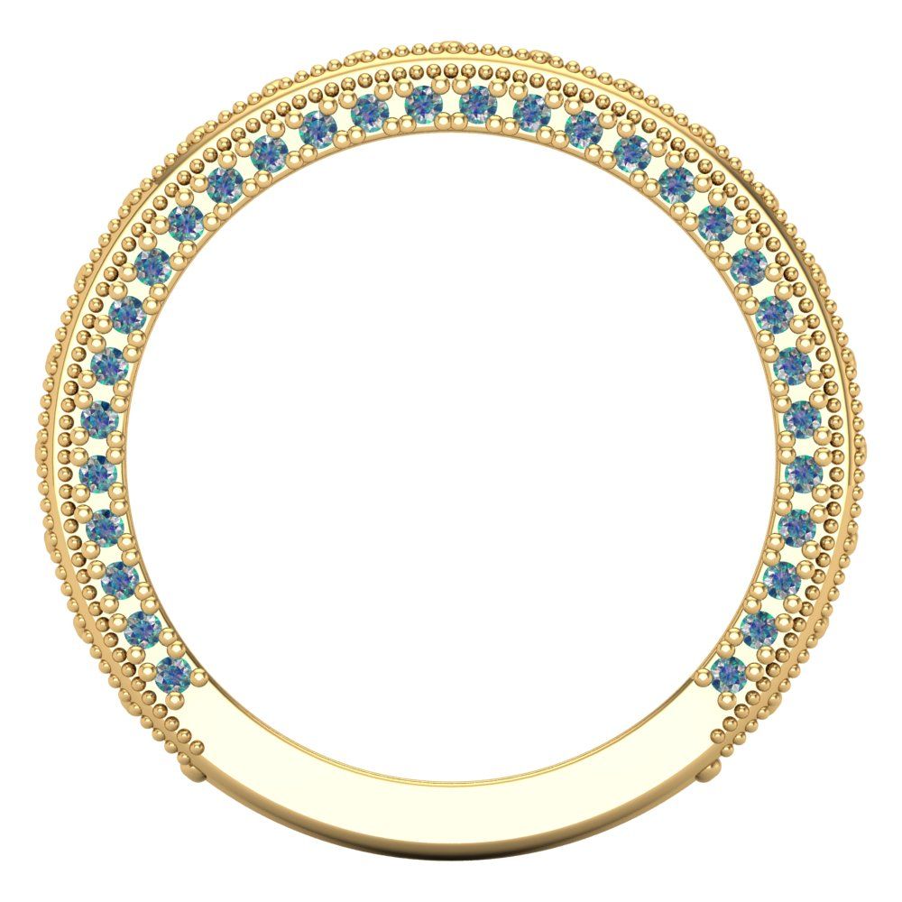 1.44 cttw Blue Moissanite Round Cut Yellow Gold Eternity Wedding Band