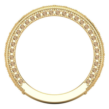 1.44 cttw Yellow Moissanite Round Cut Yellow Gold Eternity Wedding Band