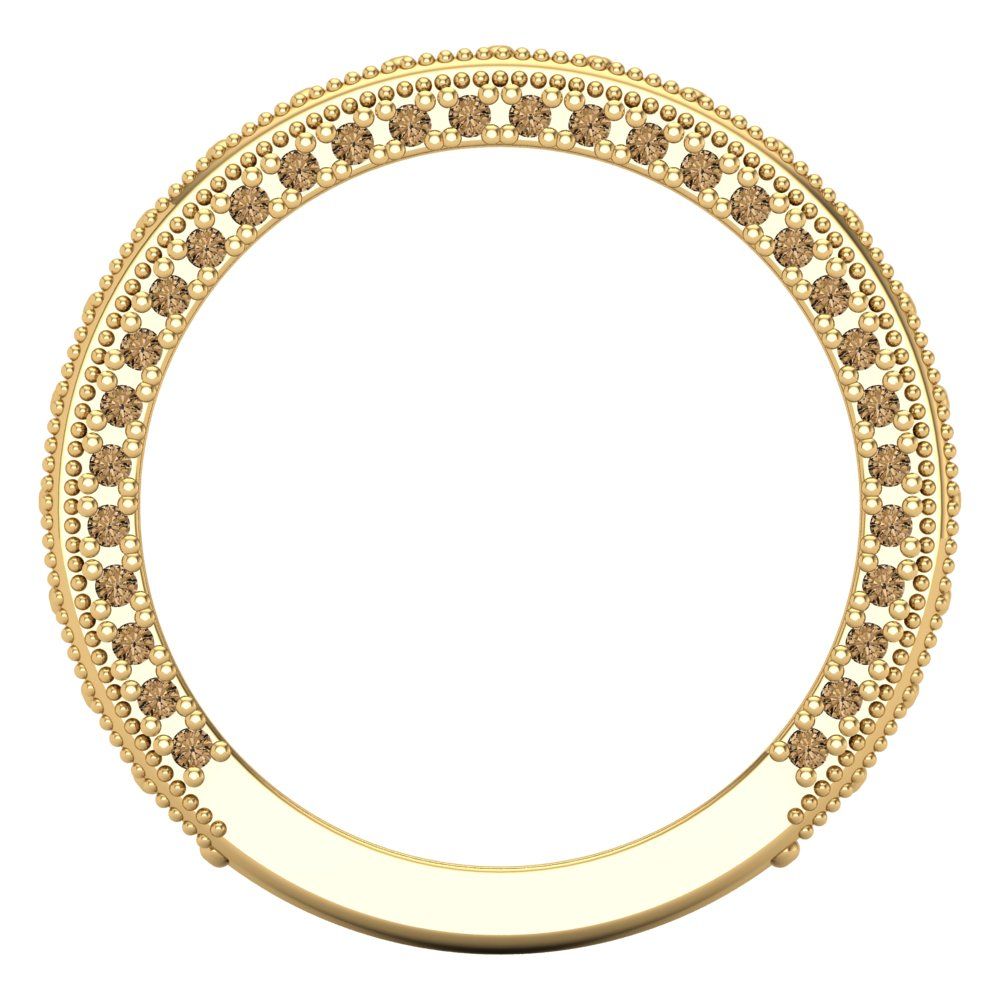 1.44 cttw Simulated Champagne Diamond Round Cut Yellow Gold Eternity Wedding Band