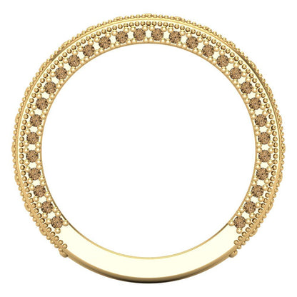 1.44 cttw Simulated Champagne Diamond Round Cut Yellow Gold Eternity Wedding Band