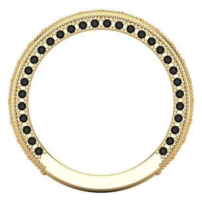 1.44 cttw Natural Onyx Round Cut Yellow Gold Eternity Wedding Band
