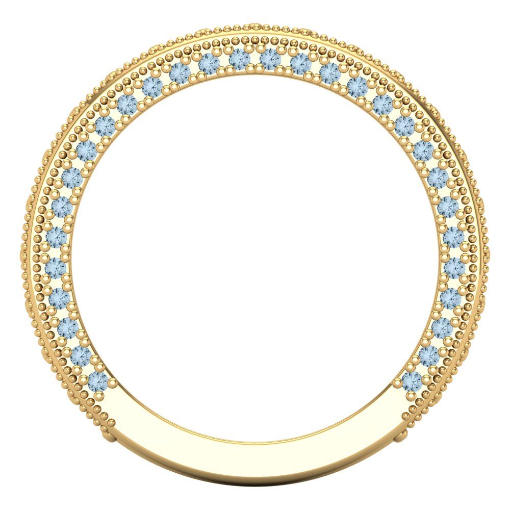 1.44 cttw Simulated Blue Diamond Round Cut Yellow Gold Eternity Wedding Band