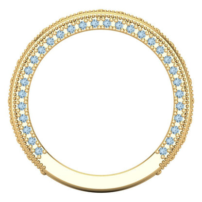 1.44 cttw Simulated Blue Diamond Round Cut Yellow Gold Eternity Wedding Band