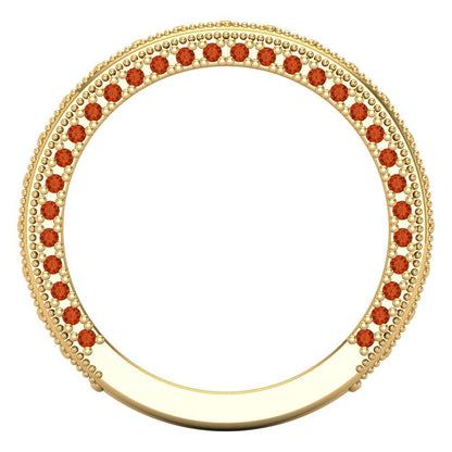 1.44 cttw Simulated Red Diamond Round Cut Yellow Gold Eternity Wedding Band
