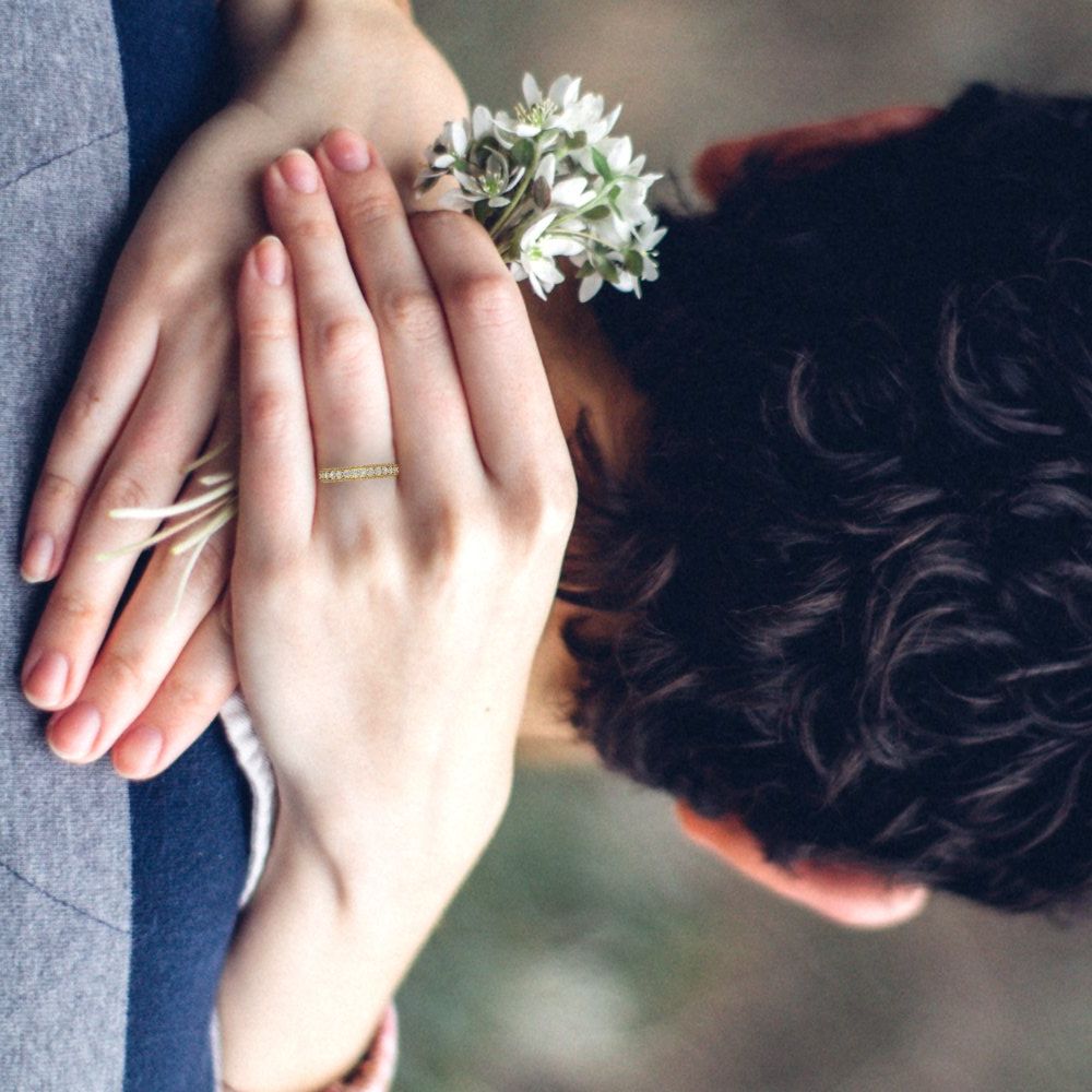 1.44 cttw White Sapphire Round Cut Yellow Gold Eternity Wedding Band