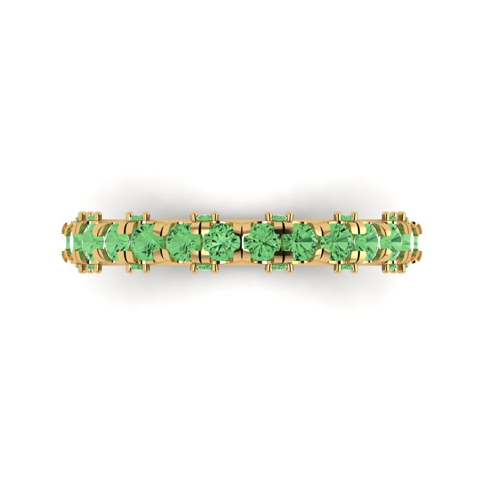 3.13 cttw Simulated Green Diamond Round Cut Yellow Gold Eternity Wedding Band