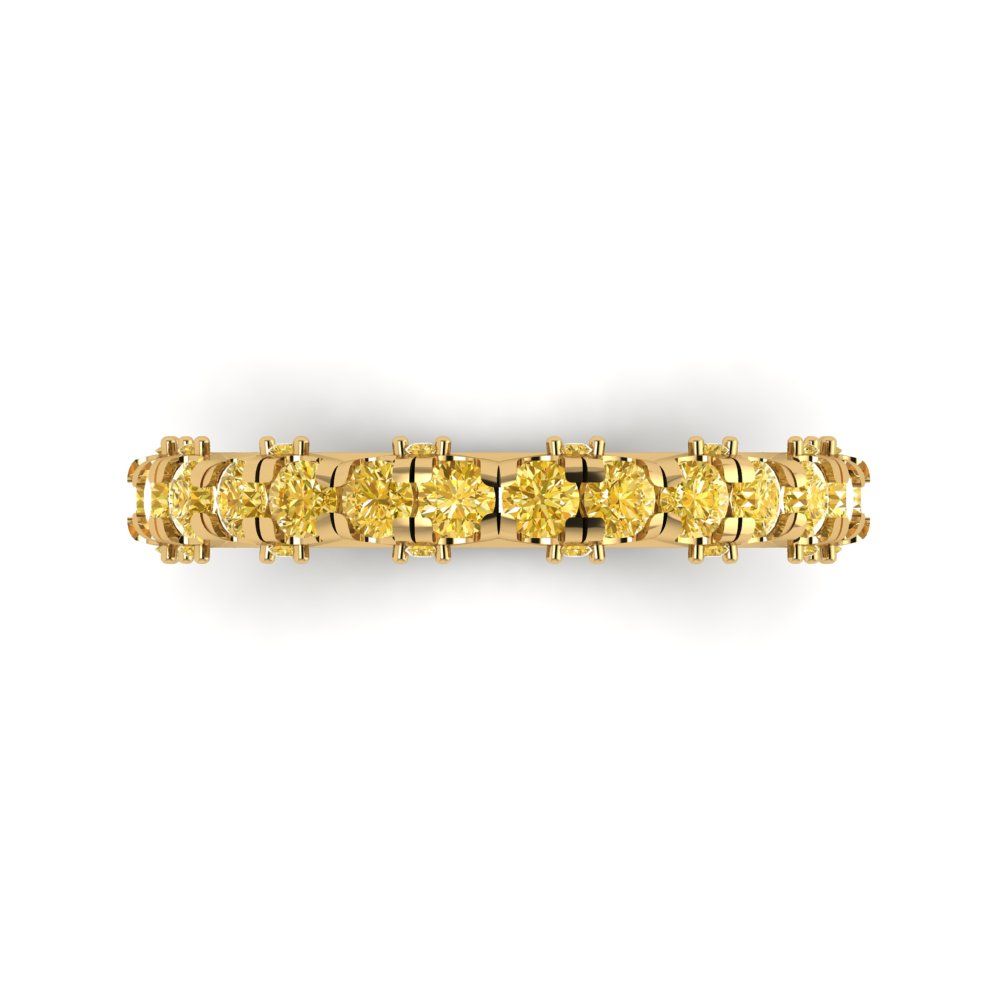 3.13 cttw Simulated Yellow Diamond Round Cut Yellow Gold Eternity Wedding Band