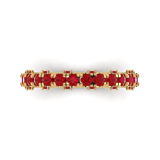 3.13 cttw Simulated Ruby Round Cut Yellow Gold Eternity Wedding Band