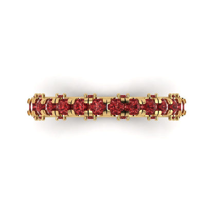 3.13 cttw Natural Garnet Round Cut Yellow Gold Eternity Wedding Band