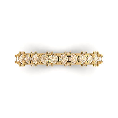 3.13 cttw Natural Morganite Round Cut Yellow Gold Eternity Wedding Band