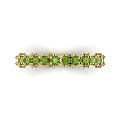 3.13 cttw Natural Peridot Round Cut Yellow Gold Eternity Wedding Band