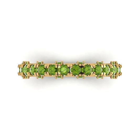 3.13 cttw Natural Peridot Round Cut Yellow Gold Eternity Wedding Band