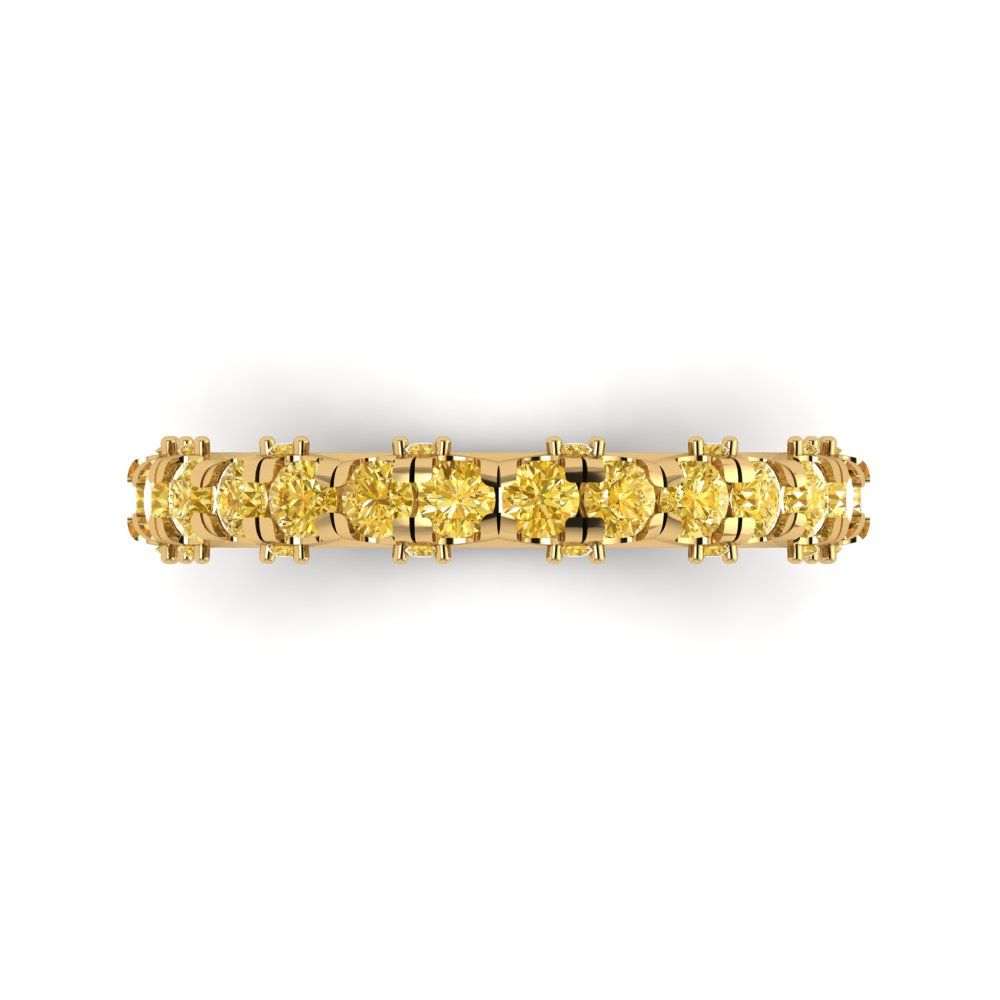 3.13 cttw Natural Citrine Round Cut Yellow Gold Eternity Wedding Band