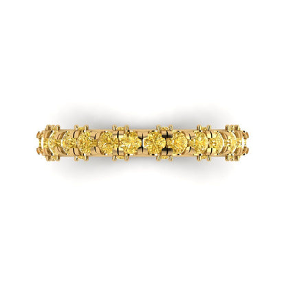 3.13 cttw Natural Citrine Round Cut Yellow Gold Eternity Wedding Band