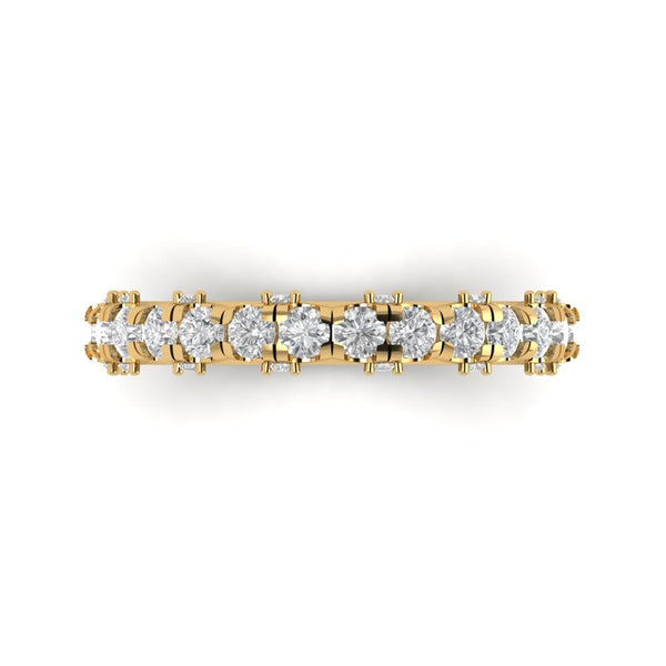 3.13 ct Brilliant Round Cut Clear Simulated Diamond Stone Yellow Gold Eternity Band