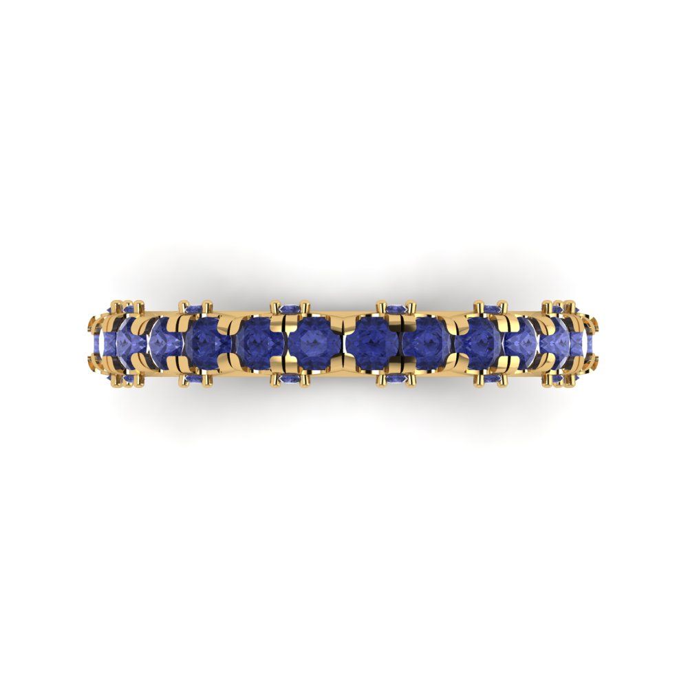 3.13 cttw Simulated Tanzanite Round Cut Yellow Gold Eternity Wedding Band