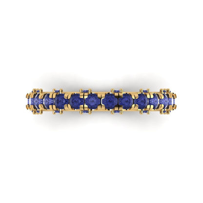 3.13 cttw Simulated Tanzanite Round Cut Yellow Gold Eternity Wedding Band