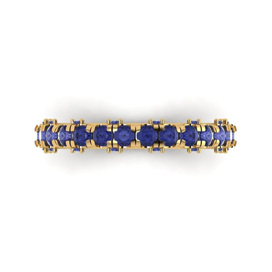 3.13 cttw Simulated Tanzanite Round Cut Yellow Gold Eternity Wedding Band